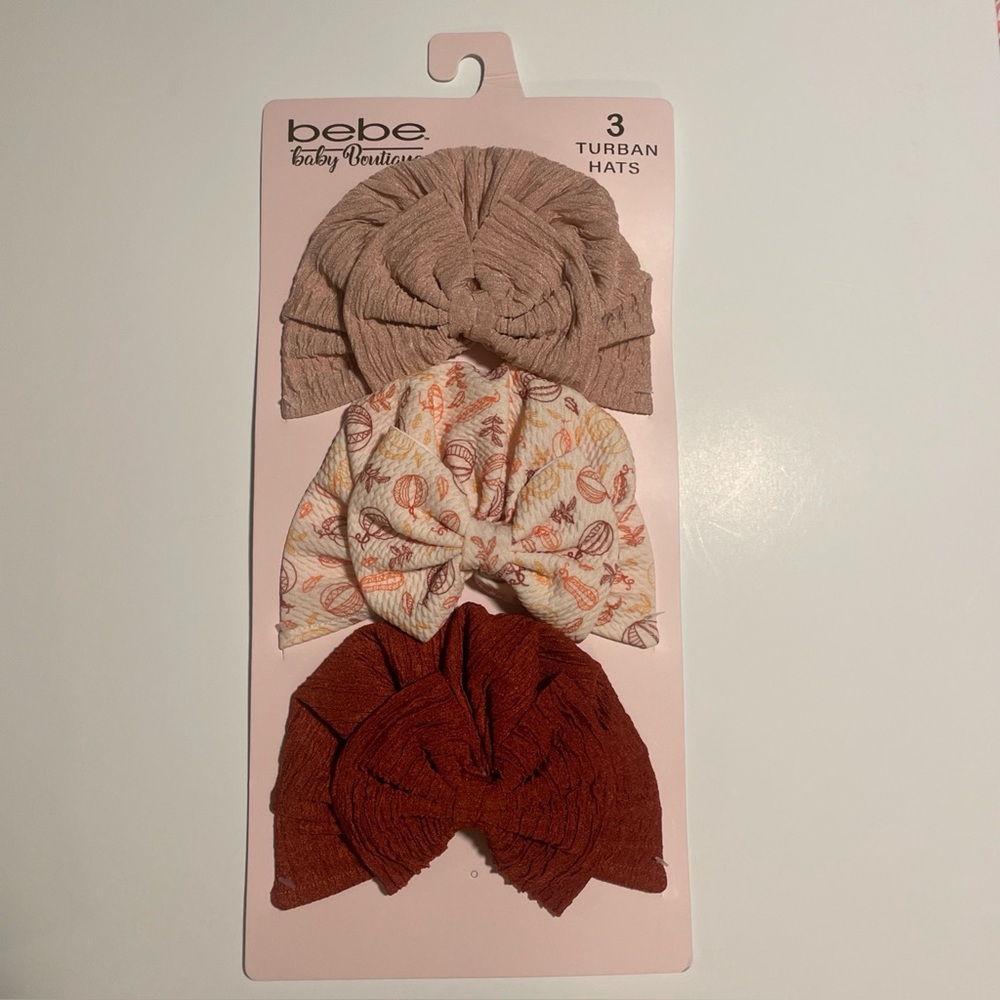 bebe Baby Boutique Baby Turbans 3pc New